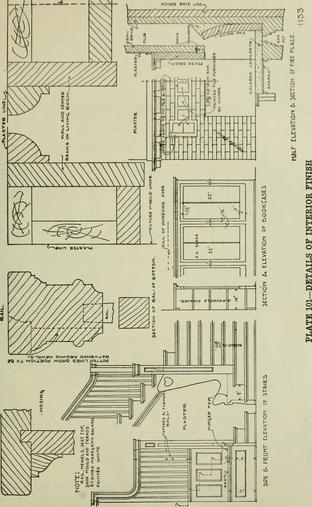 An illustration from Radford's portfolio of details of building construction : a remarkable and unique collection of full-page plates, accurately drawn and reproduced to exact scale ..., 1911, leaf 114
