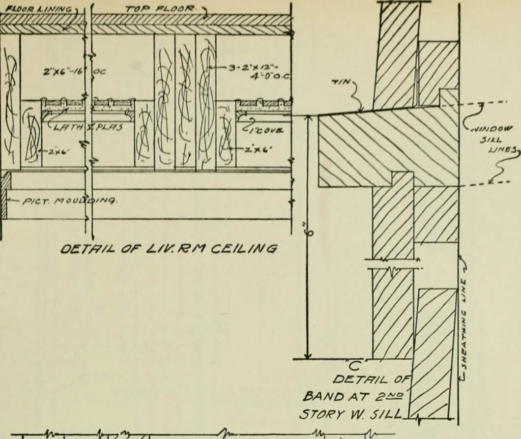 An illustration from Radford's portfolio of details of building construction : a remarkable and unique collection of full-page plates, accurately drawn and reproduced to exact scale ..., 1911, leaf 116