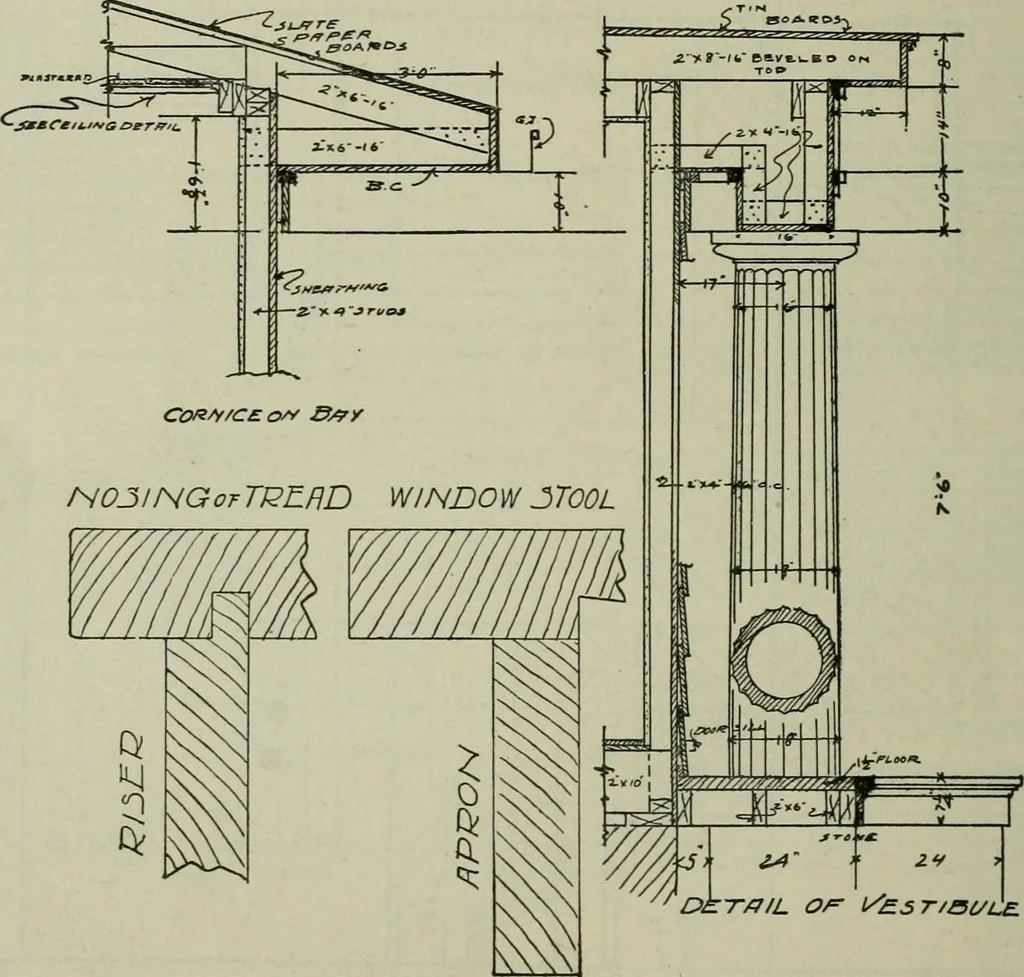 An illustration from Radford's portfolio of details of building construction : a remarkable and unique collection of full-page plates, accurately drawn and reproduced to exact scale ..., 1911, leaf 117