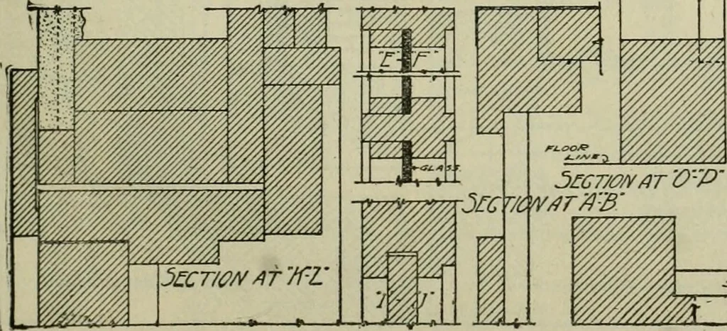 An illustration from Radford's portfolio of details of building construction : a remarkable and unique collection of full-page plates, accurately drawn and reproduced to exact scale ..., 1911, leaf 12