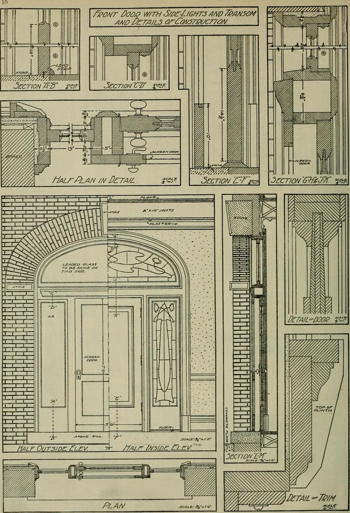 An illustration from Radford's portfolio of details of building construction : a remarkable and unique collection of full-page plates, accurately drawn and reproduced to exact scale ..., 1911, leaf 13