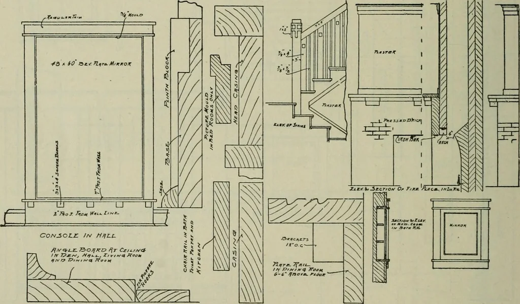 An illustration from Radford's portfolio of details of building construction : a remarkable and unique collection of full-page plates, accurately drawn and reproduced to exact scale ..., 1911, leaf 131