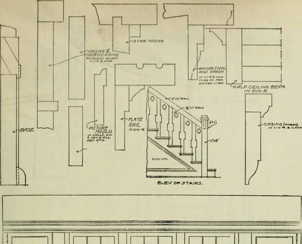 An illustration from Radford's portfolio of details of building construction : a remarkable and unique collection of full-page plates, accurately drawn and reproduced to exact scale ..., 1911, leaf 132
