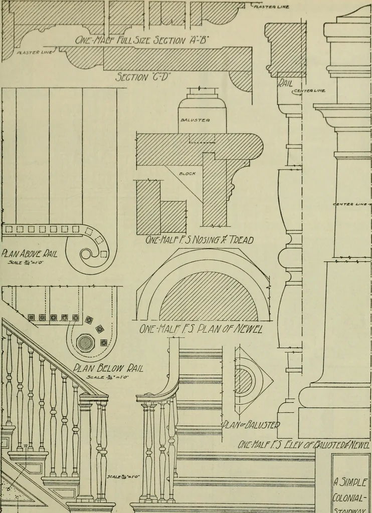 An illustration from Radford's portfolio of details of building construction : a remarkable and unique collection of full-page plates, accurately drawn and reproduced to exact scale ..., 1911, leaf 14