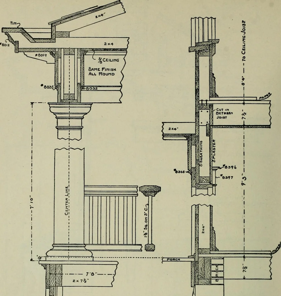 An illustration from Radford's portfolio of details of building construction : a remarkable and unique collection of full-page plates, accurately drawn and reproduced to exact scale ..., 1911, leaf 141
