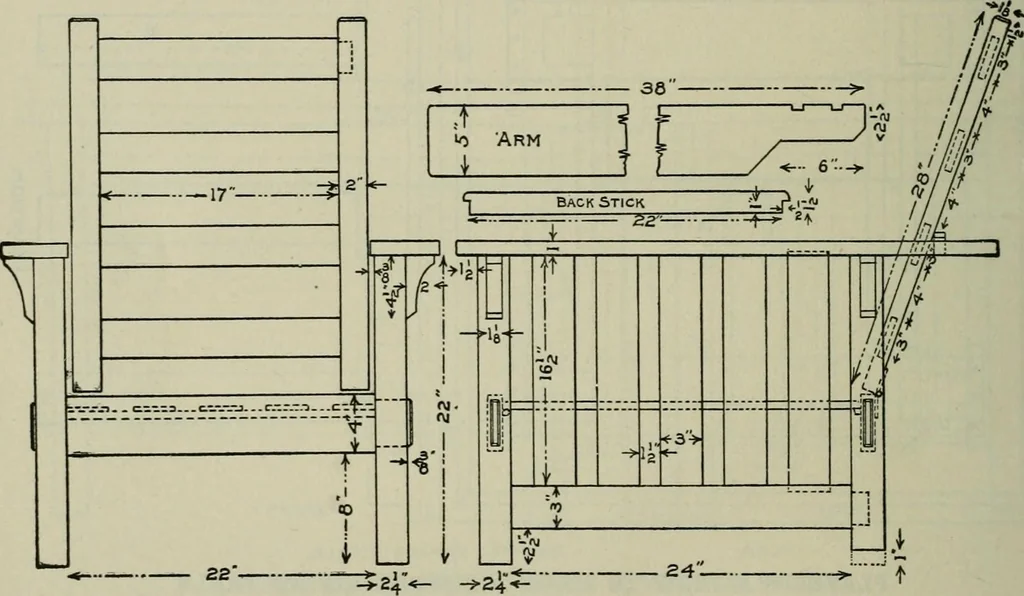 An illustration from Radford's portfolio of details of building construction : a remarkable and unique collection of full-page plates, accurately drawn and reproduced to exact scale ..., 1911, leaf 155