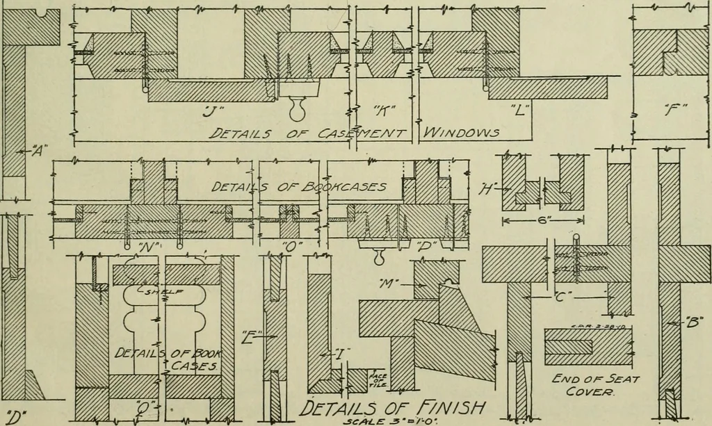 An illustration from Radford's portfolio of details of building construction : a remarkable and unique collection of full-page plates, accurately drawn and reproduced to exact scale ..., 1911, leaf 16