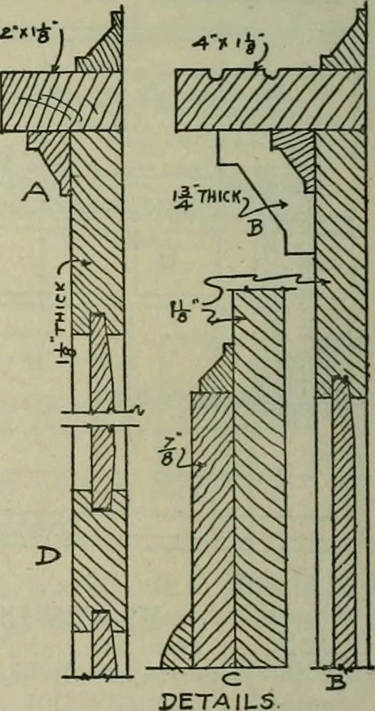 An illustration from Radford's portfolio of details of building construction : a remarkable and unique collection of full-page plates, accurately drawn and reproduced to exact scale ..., 1911, leaf 167