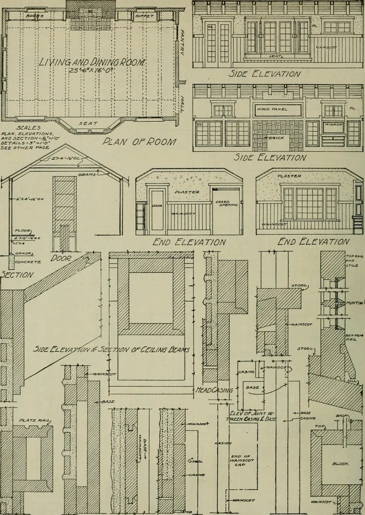 An illustration from Radford's portfolio of details of building construction : a remarkable and unique collection of full-page plates, accurately drawn and reproduced to exact scale ..., 1911, leaf 17