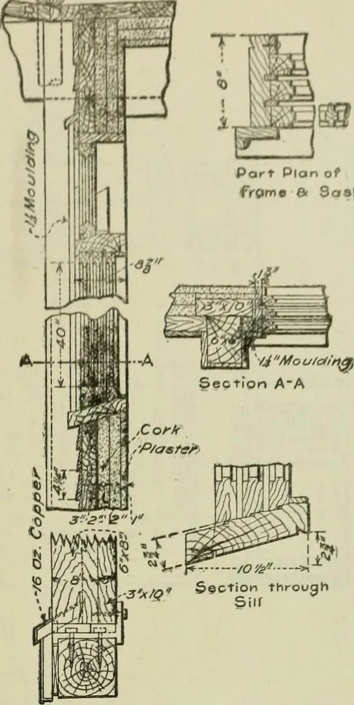 An illustration from Radford's portfolio of details of building construction : a remarkable and unique collection of full-page plates, accurately drawn and reproduced to exact scale ..., 1911, leaf 194