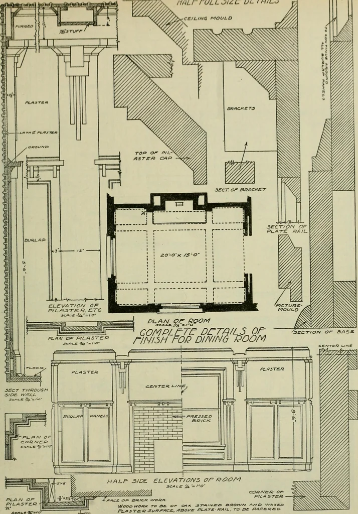 An illustration from Radford's portfolio of details of building construction : a remarkable and unique collection of full-page plates, accurately drawn and reproduced to exact scale ..., 1911, leaf 20