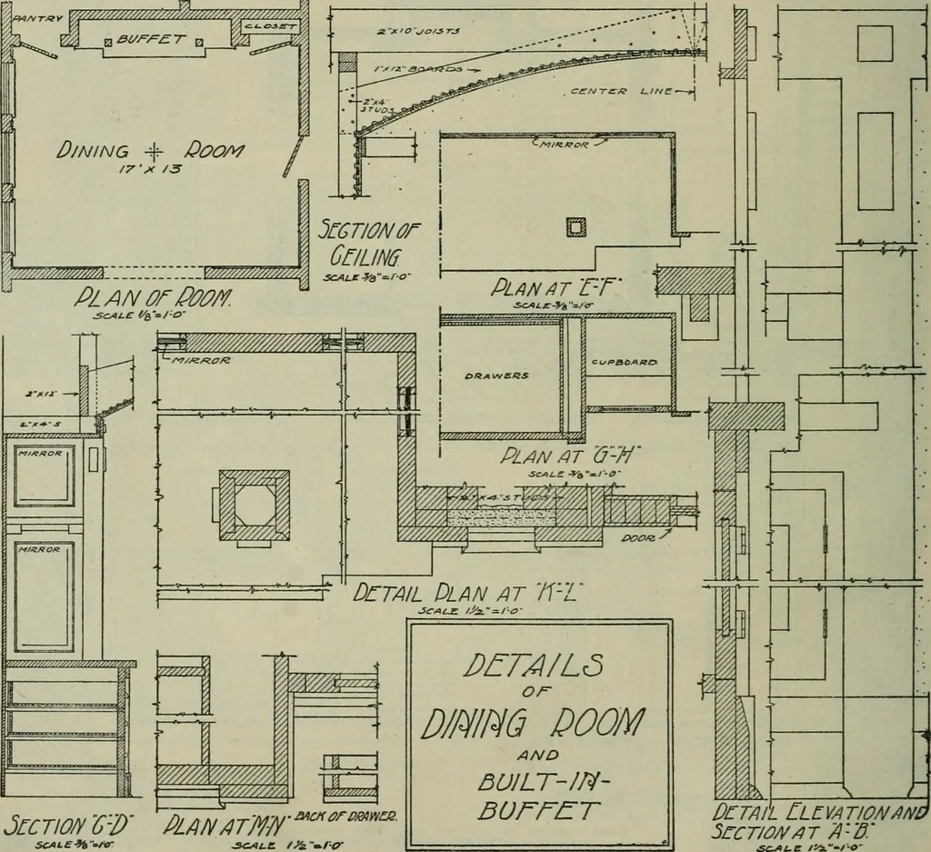 An illustration from Radford's portfolio of details of building construction : a remarkable and unique collection of full-page plates, accurately drawn and reproduced to exact scale ..., 1911, leaf 21