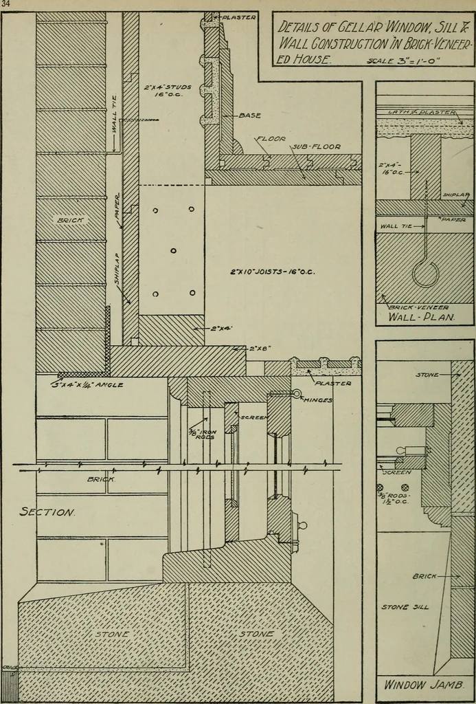 An illustration from Radford's portfolio of details of building construction : a remarkable and unique collection of full-page plates, accurately drawn and reproduced to exact scale ..., 1911, leaf 37