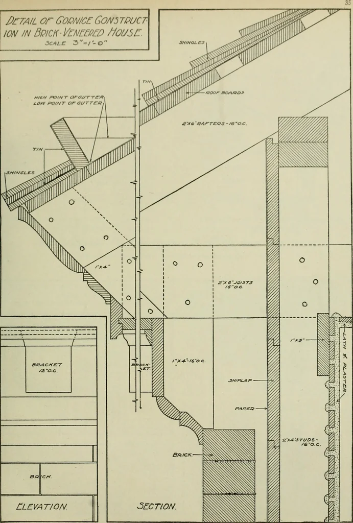 An illustration from Radford's portfolio of details of building construction : a remarkable and unique collection of full-page plates, accurately drawn and reproduced to exact scale ..., 1911, leaf 38