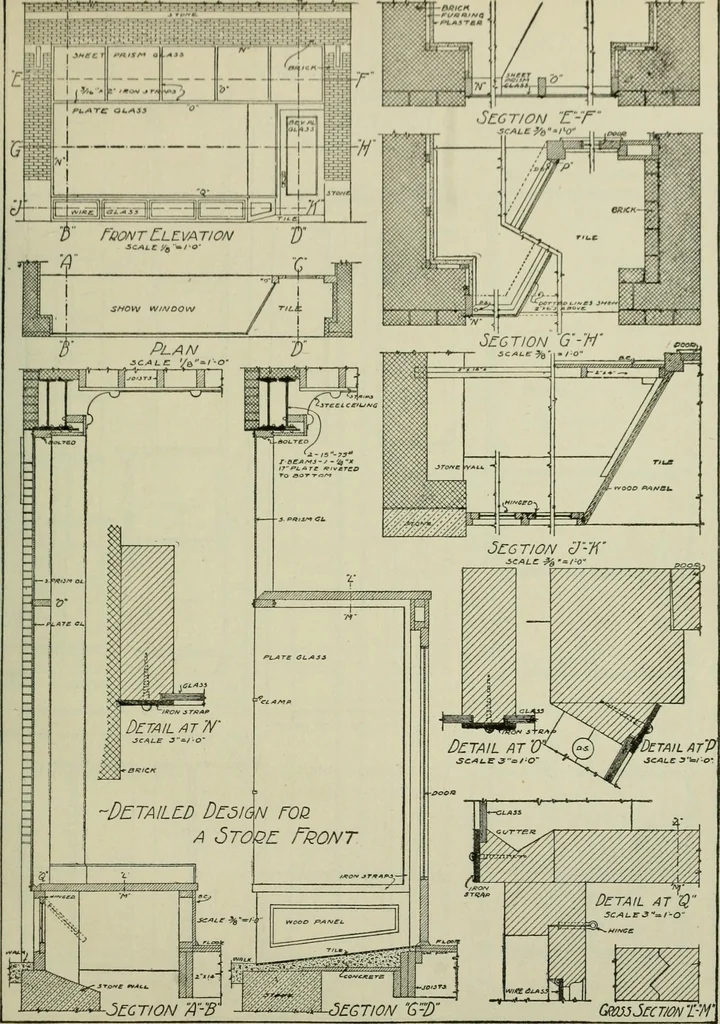 An illustration from Radford's portfolio of details of building construction : a remarkable and unique collection of full-page plates, accurately drawn and reproduced to exact scale ..., 1911, leaf 44