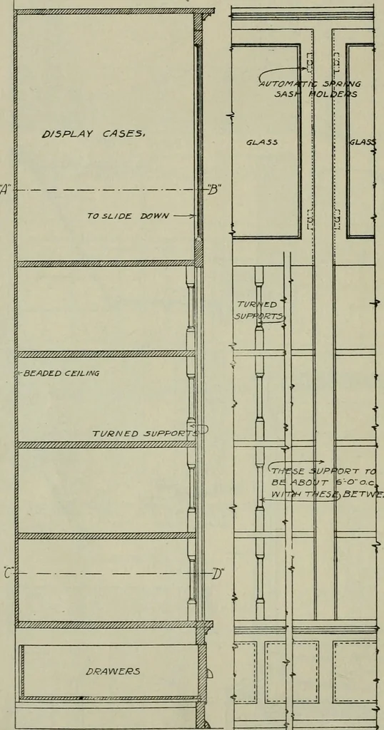 An illustration from Radford's portfolio of details of building construction : a remarkable and unique collection of full-page plates, accurately drawn and reproduced to exact scale ..., 1911, leaf 45