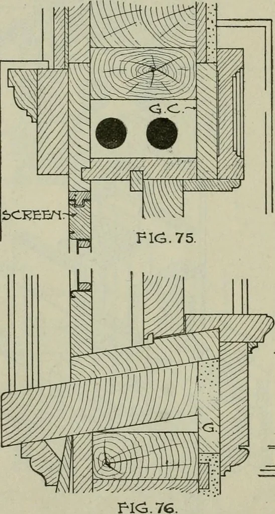 An illustration from Radford's portfolio of details of building construction : a remarkable and unique collection of full-page plates, accurately drawn and reproduced to exact scale ..., 1911, leaf 65