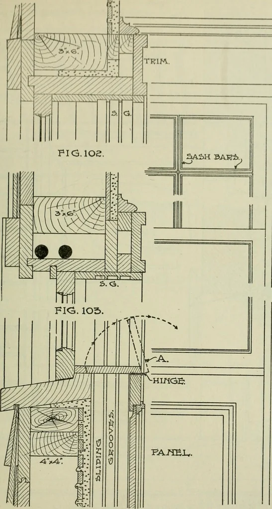 An illustration from Radford's portfolio of details of building construction : a remarkable and unique collection of full-page plates, accurately drawn and reproduced to exact scale ..., 1911, leaf 70
