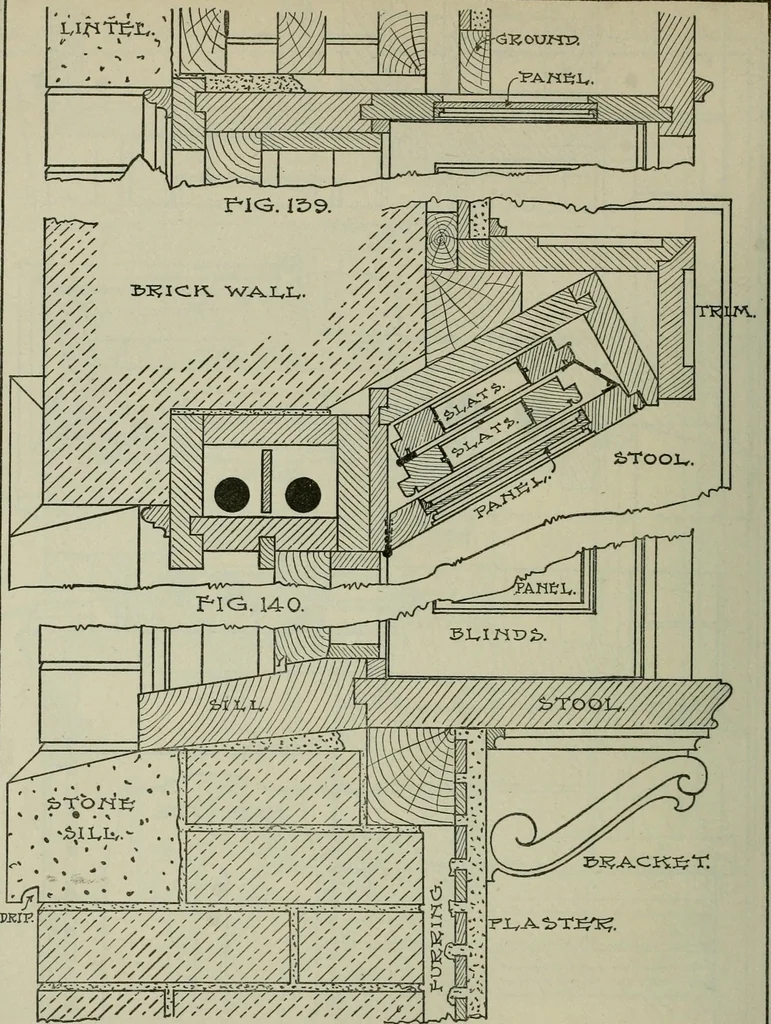 An illustration from Radford's portfolio of details of building construction : a remarkable and unique collection of full-page plates, accurately drawn and reproduced to exact scale ..., 1911, leaf 79