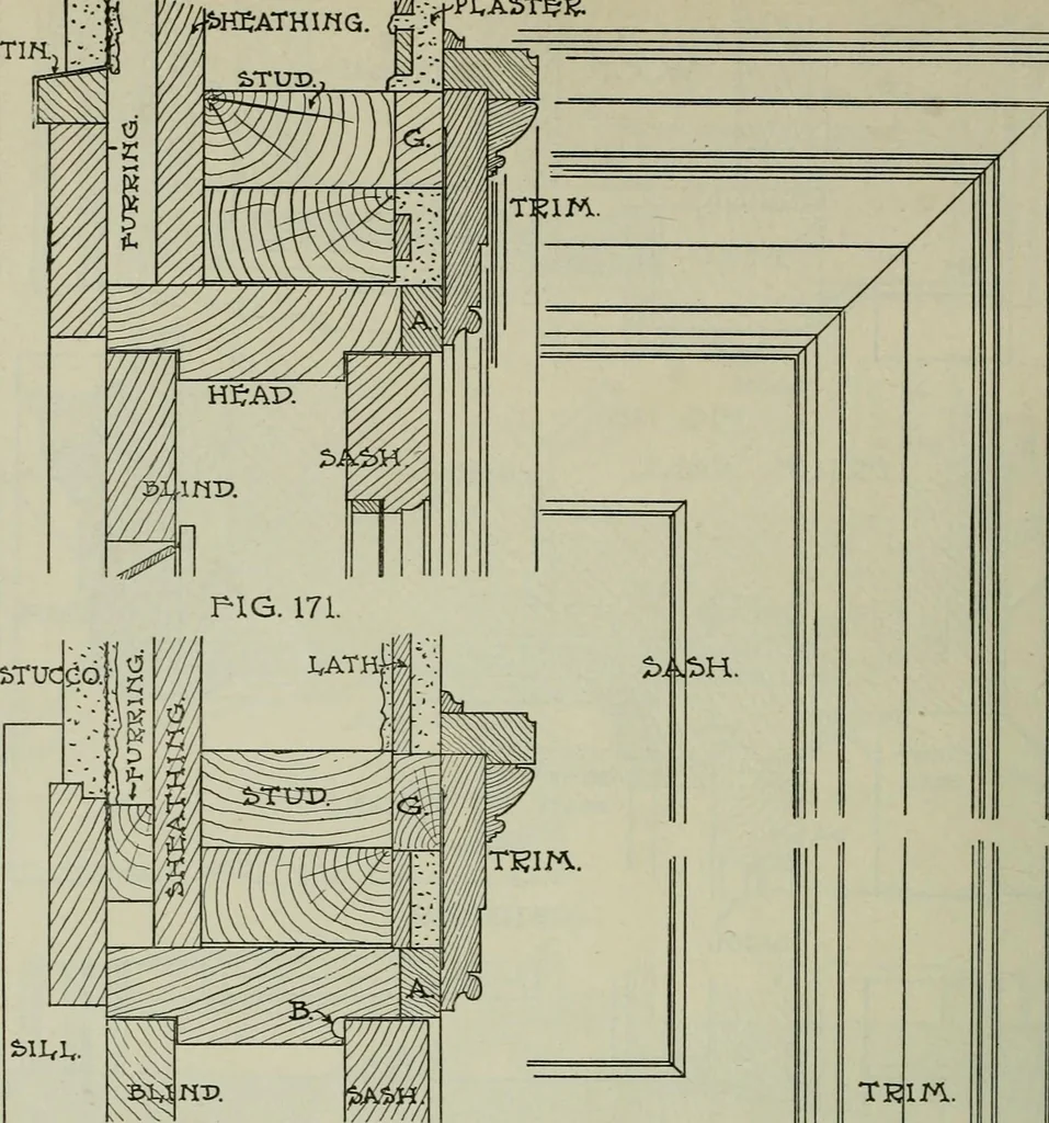 An illustration from Radford's portfolio of details of building construction : a remarkable and unique collection of full-page plates, accurately drawn and reproduced to exact scale ..., 1911, leaf 87