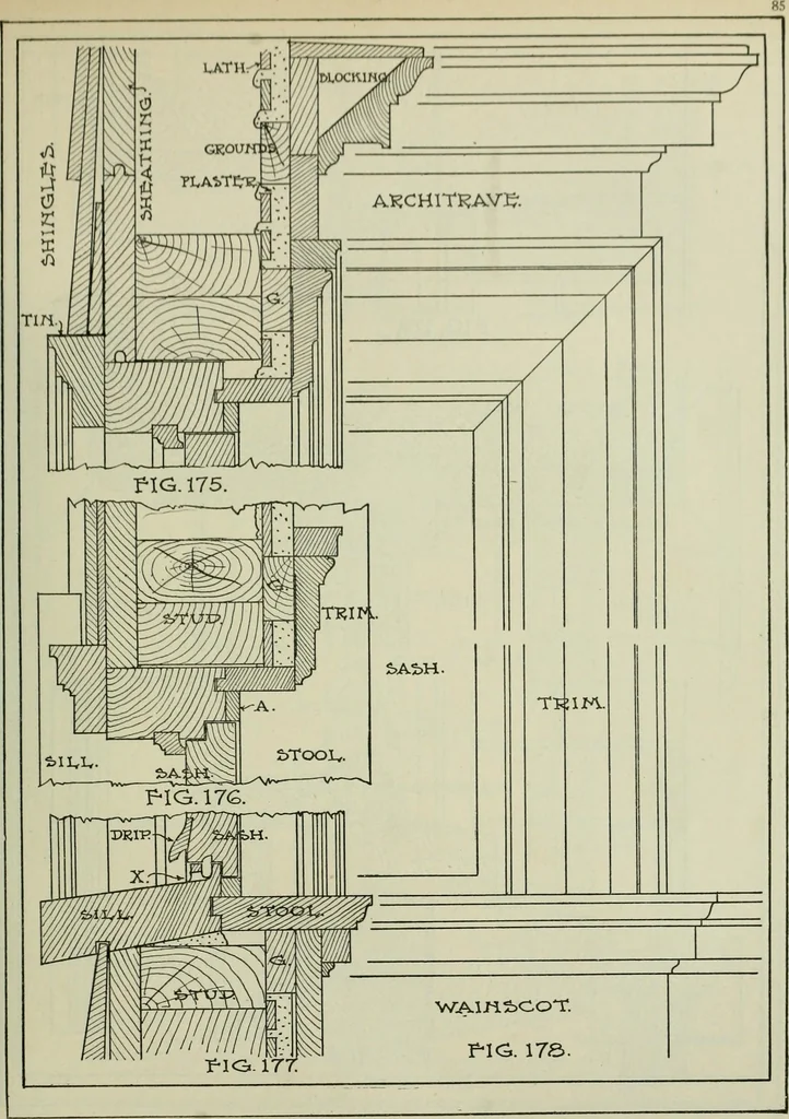 An illustration from Radford's portfolio of details of building construction : a remarkable and unique collection of full-page plates, accurately drawn and reproduced to exact scale ..., 1911, leaf 88