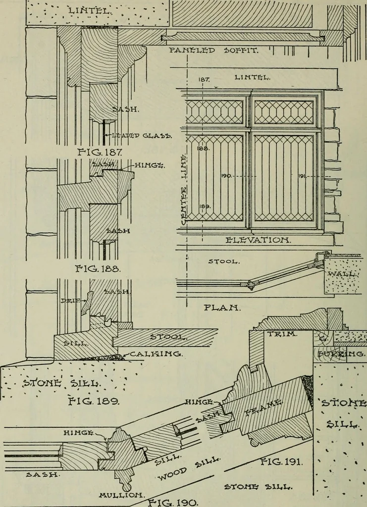 An illustration from Radford's portfolio of details of building construction : a remarkable and unique collection of full-page plates, accurately drawn and reproduced to exact scale ..., 1911, leaf 91