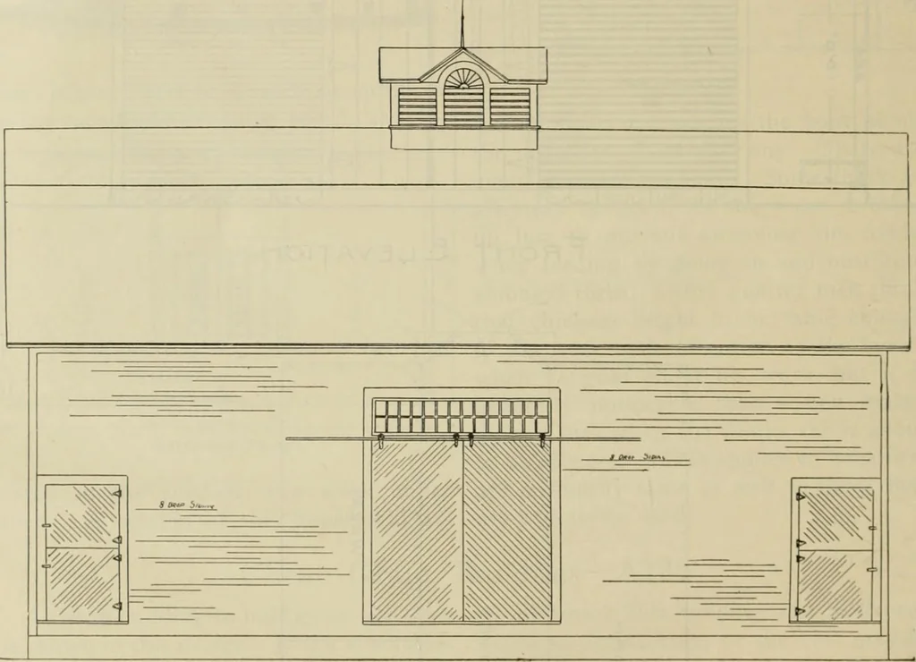 An illustration from Radford's practical barn plans : being a complete collection of practical, economical and common-sense plans of barns, out buildings and stock sheds, 1907, leaf 107