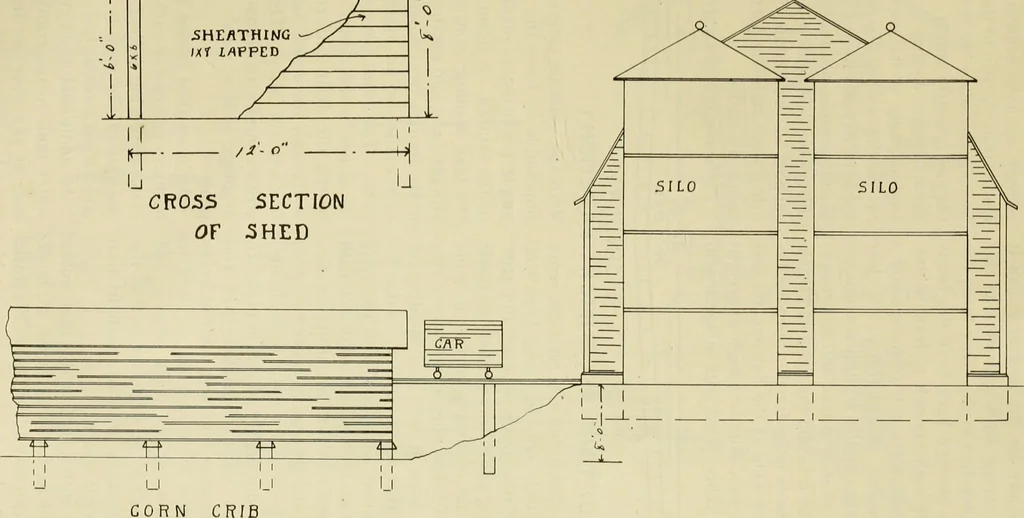 An illustration from Radford's practical barn plans : being a complete collection of practical, economical and common-sense plans of barns, out buildings and stock sheds, 1907, leaf 120