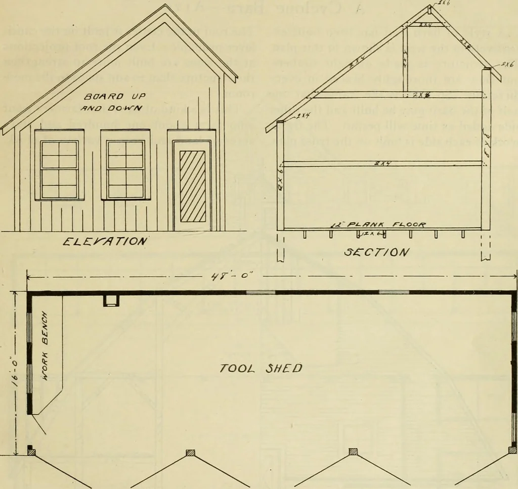 An illustration from Radford's practical barn plans : being a complete collection of practical, economical and common-sense plans of barns, out buildings and stock sheds, 1907, leaf 42