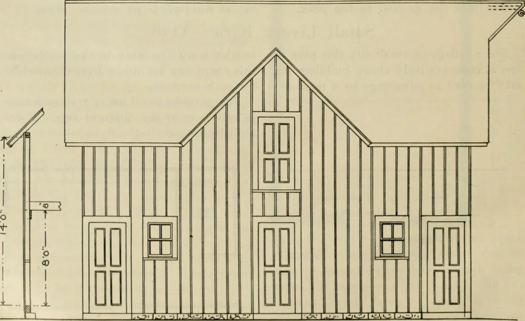 An illustration from Radford's practical barn plans : being a complete collection of practical, economical and common-sense plans of barns, out buildings and stock sheds, 1907, leaf 99