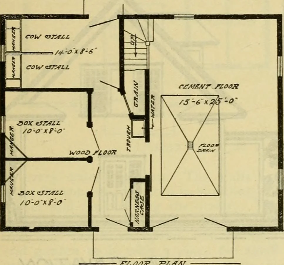 An illustration from Radford's practical barn plans : being a complete collection of practical, economical and common-sense plans of barns, out buildings and stock sheds :: :: ::, 1909, leaf 110
