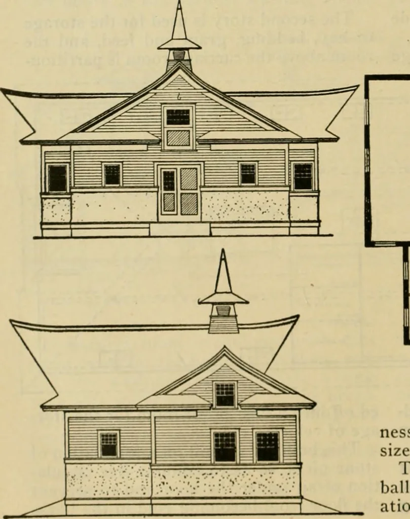 An illustration from Radford's practical barn plans : being a complete collection of practical, economical and common-sense plans of barns, out buildings and stock sheds :: :: ::, 1909, leaf 121