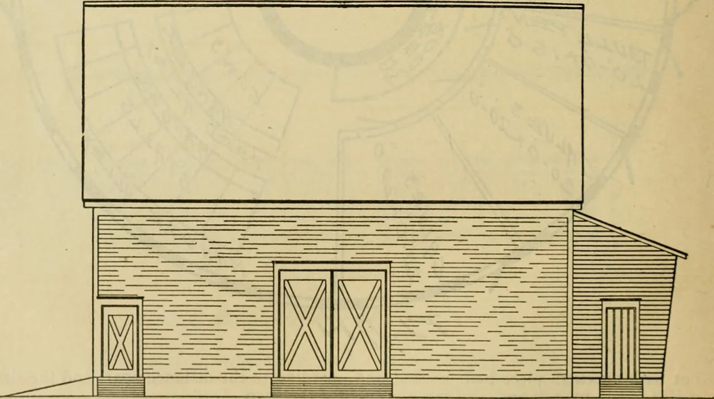 An illustration from Radford's practical barn plans : being a complete collection of practical, economical and common-sense plans of barns, out buildings and stock sheds :: :: ::, 1909, leaf 19