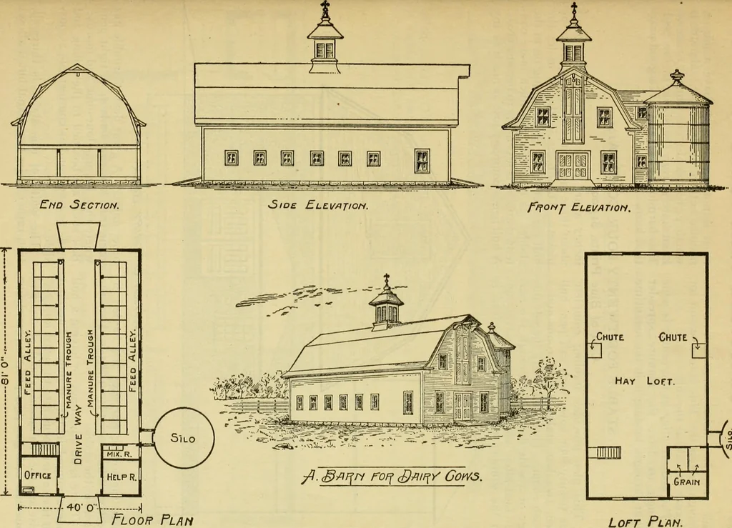 An illustration from Radford's practical barn plans : being a complete collection of practical, economical and common-sense plans of barns, out buildings and stock sheds :: :: ::, 1909, leaf 24