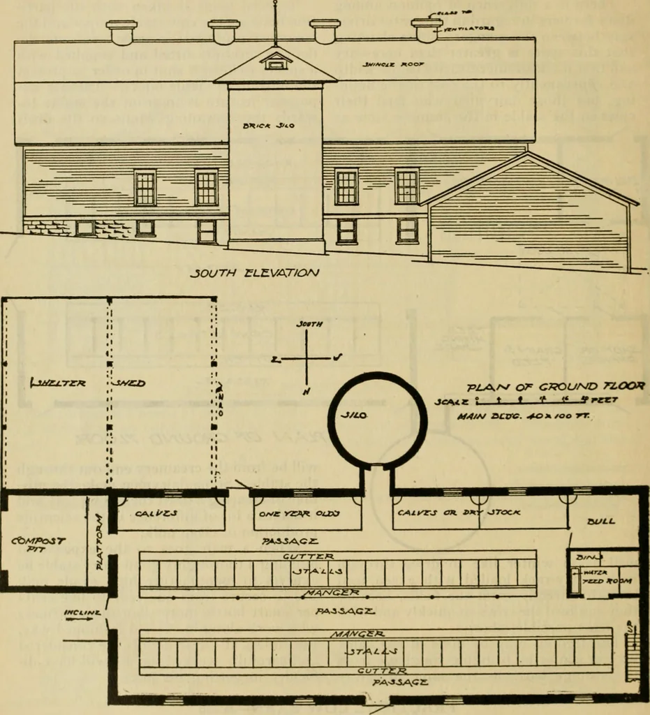 An illustration from Radford's practical barn plans : being a complete collection of practical, economical and common-sense plans of barns, out buildings and stock sheds :: :: ::, 1909, leaf 33