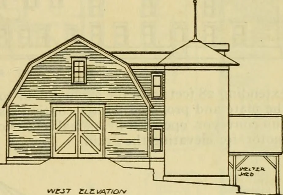 An illustration from Radford's practical barn plans : being a complete collection of practical, economical and common-sense plans of barns, out buildings and stock sheds :: :: ::, 1909, leaf 34