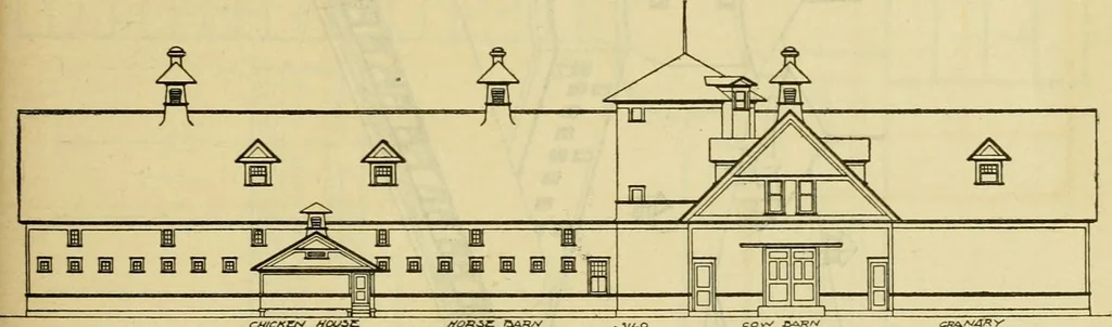 An illustration from Radford's practical barn plans : being a complete collection of practical, economical and common-sense plans of barns, out buildings and stock sheds :: :: ::, 1909, leaf 58