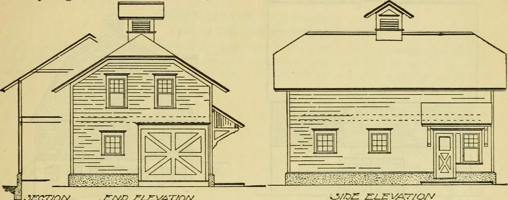 An illustration from Radford's practical barn plans : being a complete collection of practical, economical and common-sense plans of barns, out buildings and stock sheds :: :: ::, 1909, leaf 98