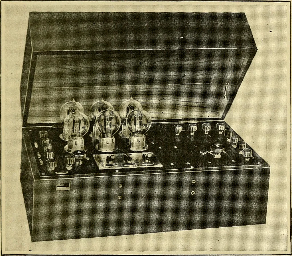 An illustration from Radio for everybody; being a popular guide to practical radio-phone reception and transmission and to the dot-and-dash reception and transmission of the radio telegraph, for the layman who wants to apply radio for his pleasure and profit without going into the special theories and the intricacies of the art, 1922, leaf 214
