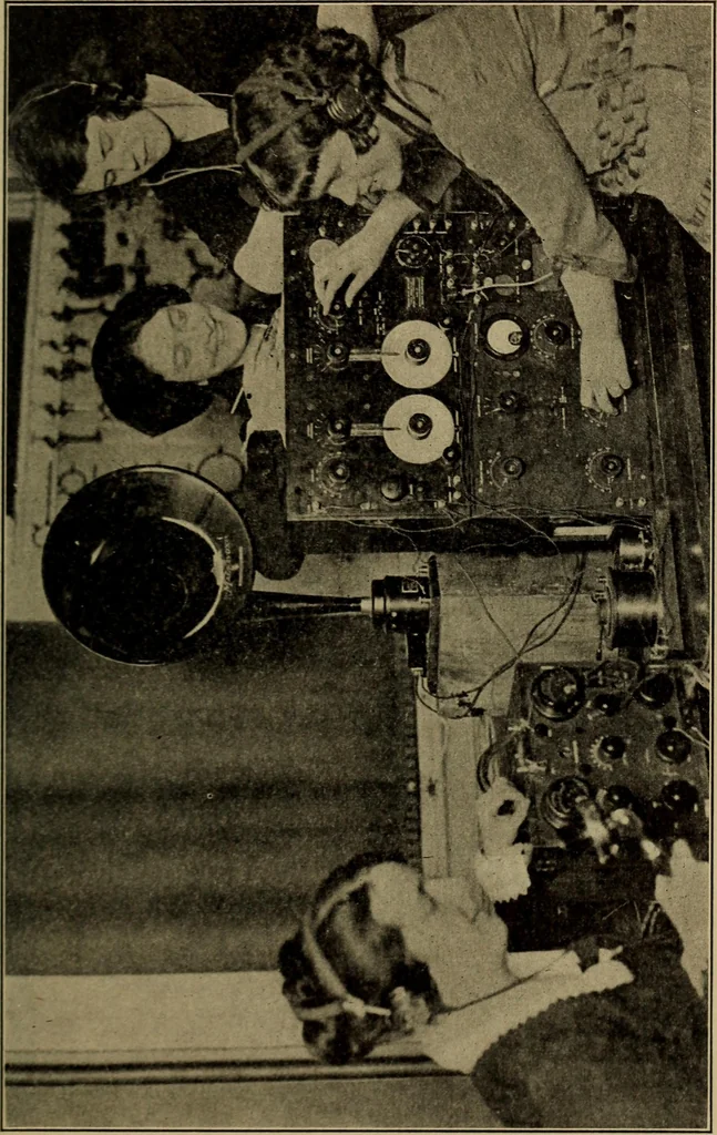 An illustration from Radio, miracle of the 20th century ... a story of human achievement that stands unrivalled in the history of humanity, together with a colorful portrayal, giving a broad, general view of the whole subject of wireless telegraph and telephone and its marvelous development, 1922, leaf 148
