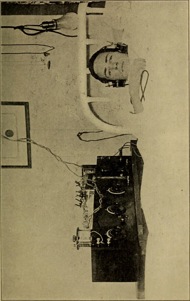 An illustration from Radio, miracle of the 20th century ... a story of human achievement that stands unrivalled in the history of humanity, together with a colorful portrayal, giving a broad, general view of the whole subject of wireless telegraph and telephone and its marvelous development, 1922, leaf 166