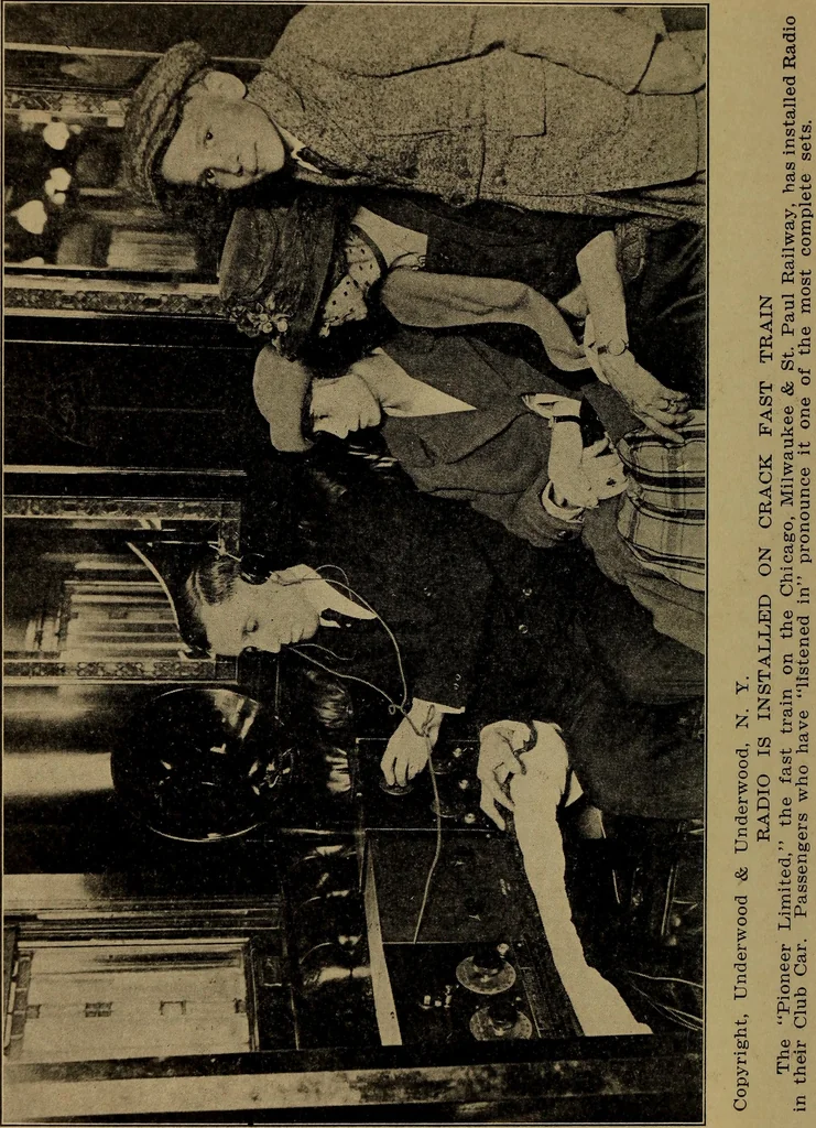 An illustration from Radio, miracle of the 20th century ... a story of human achievement that stands unrivalled in the history of humanity, together with a colorful portrayal, giving a broad, general view of the whole subject of wireless telegraph and telephone and its marvelous development, 1922, leaf 35