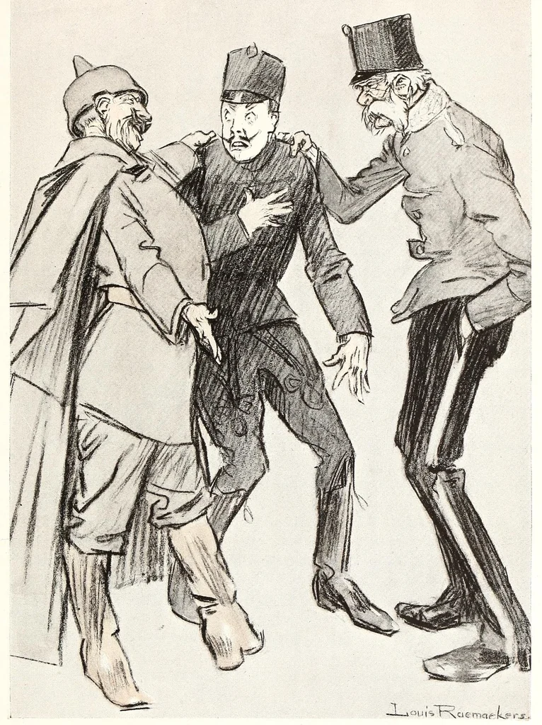 An illustration from Raemaekers' Cartoons: with accompanying notes by well-known English writers, 1917, leaf 177