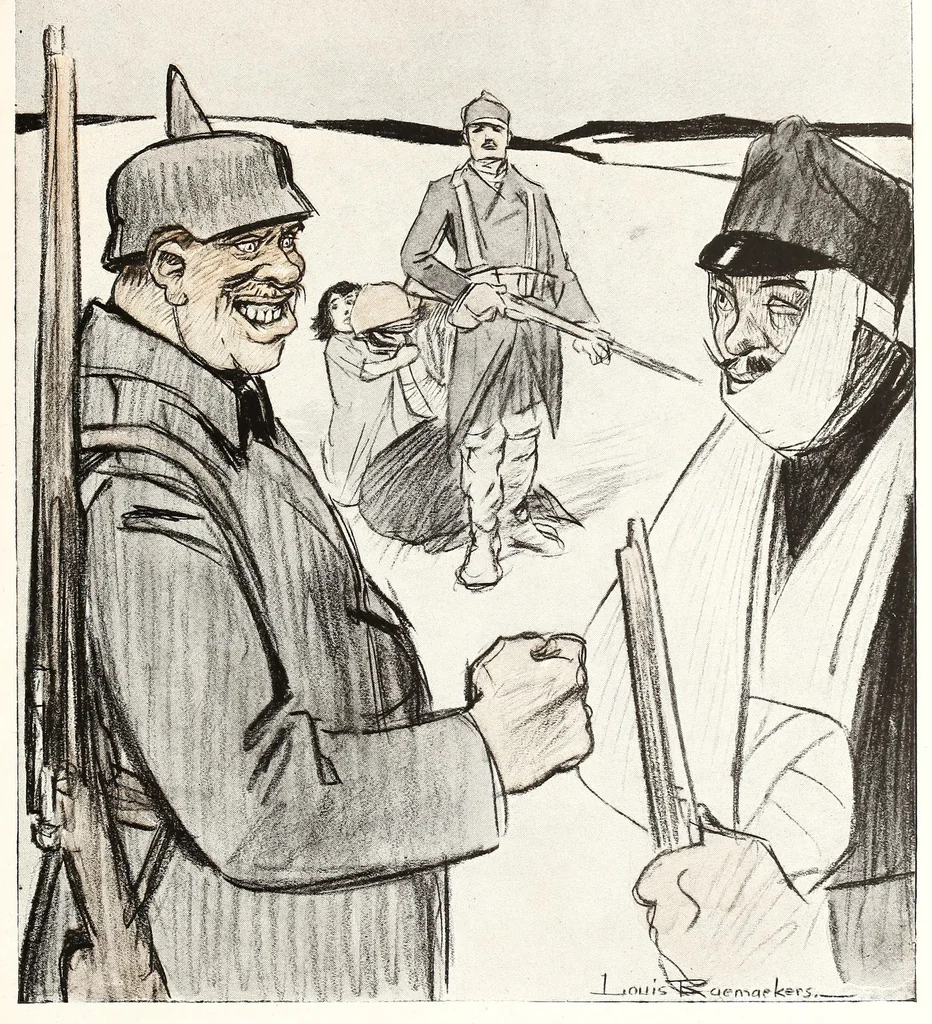 An illustration from Raemaekers' Cartoons: with accompanying notes by well-known English writers, 1917, leaf 211
