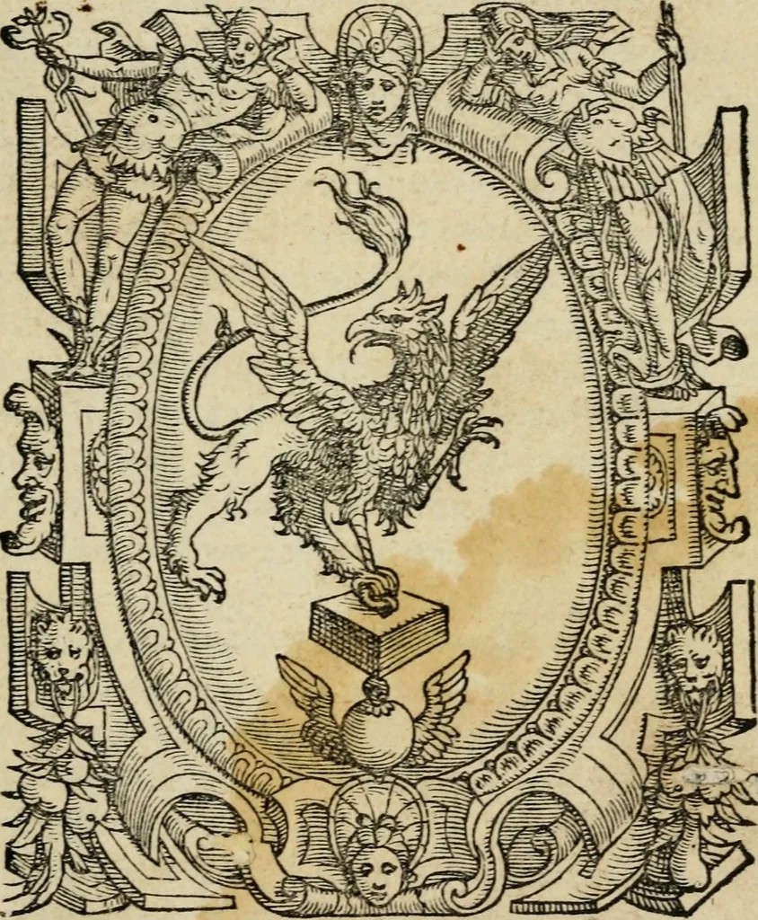 An illustration from Raggionamento di mons. Paolo Giovio, vescouo di Nocera, con messer Lodouico Domenichi : sopra i motti, & disegni d'arme, & d'amore, che communemente chiamano imprese. Con vn discorso di Girolamo Ruscelli intorno allo stesso soggetto, 1559, leaf 4