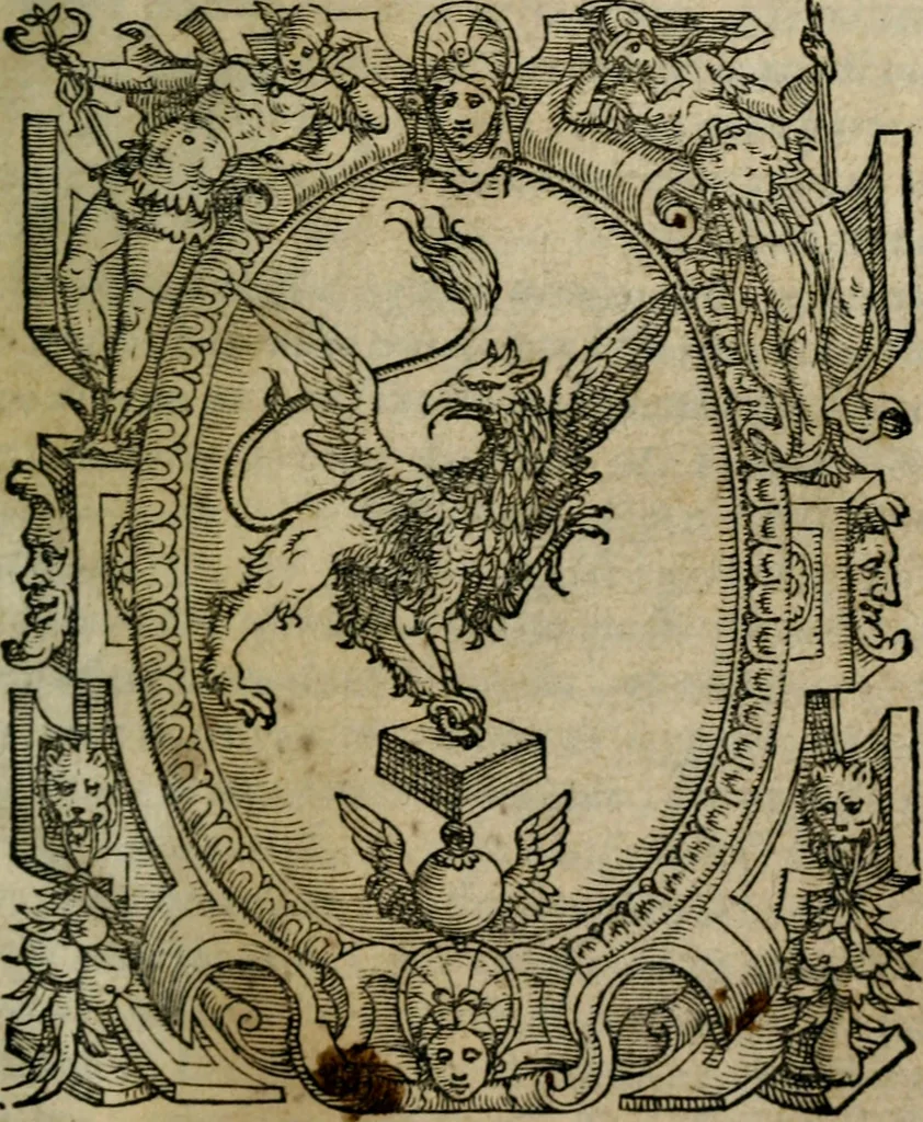 An illustration from Raggionamento di mons. Paolo Giovio, vescouo di Nocera con messer Lodouico Domenichi, sopra i motti, & desegni d'arme, & d'amore, che communemente chiamano imprese. Con un Discorso di Girolamo Ruscelli, intorno allo stesso soggetto, 1559, leaf 4