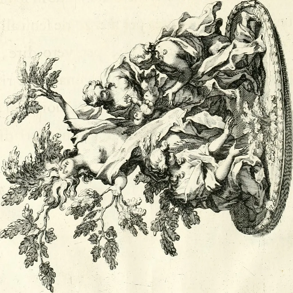 An illustration from Raggvaglio della solenne comparsa, fatta in Roma gli otto di gennaio MDCLXXXVII. dall'illvstrissimo, et eccellentissimo signor conte di Castelmaine ambasciadore straordinario della Sagra Real Maestà di Giacomo Secondo rè d'Inghilterra, Scozia, Francia, et Ibernia, difensore della fede alla Santa Sede Apostolica, in andare pvblicamente all'vdienza della Santità di Nostro Signore Papa Innocenzo Vndecimo, 1687, leaf 105
