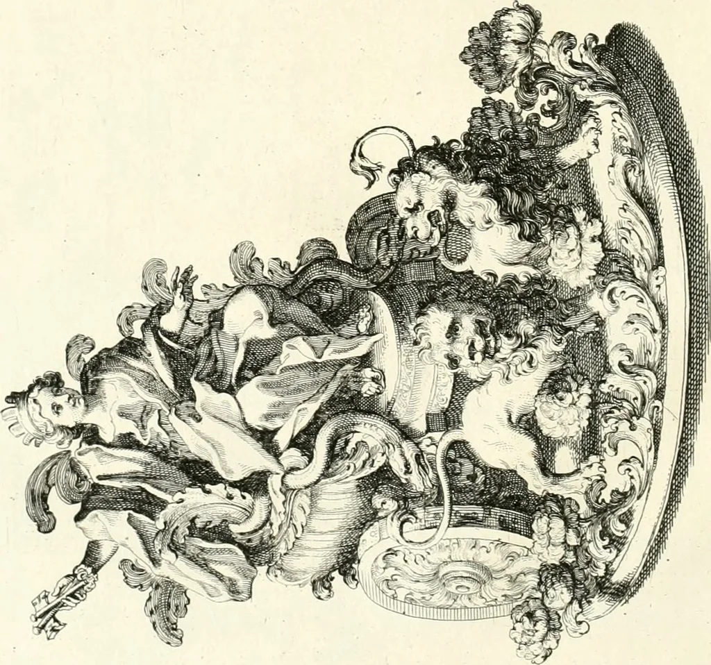 An illustration from Raggvaglio della solenne comparsa, fatta in Roma gli otto di gennaio MDCLXXXVII. dall'illvstrissimo, et eccellentissimo signor conte di Castelmaine ambasciadore straordinario della Sagra Real Maestà di Giacomo Secondo rè d'Inghilterra, Scozia, Francia, et Ibernia, difensore della fede alla Santa Sede Apostolica, in andare pvblicamente all'vdienza della Santità di Nostro Signore Papa Innocenzo Vndecimo, 1687, leaf 91