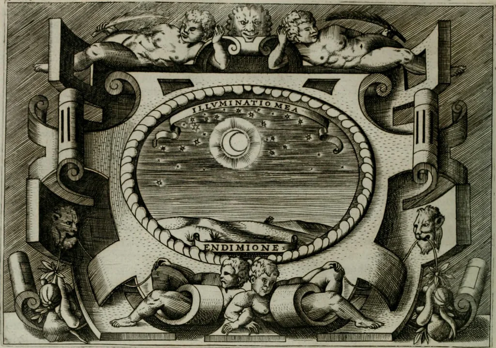 An illustration from Ragionamento di Luca Contile sopra la proprietà delle imprese con le particolari de gli academici Affidati et con le interpretationi et croniche .., 1574, leaf 117