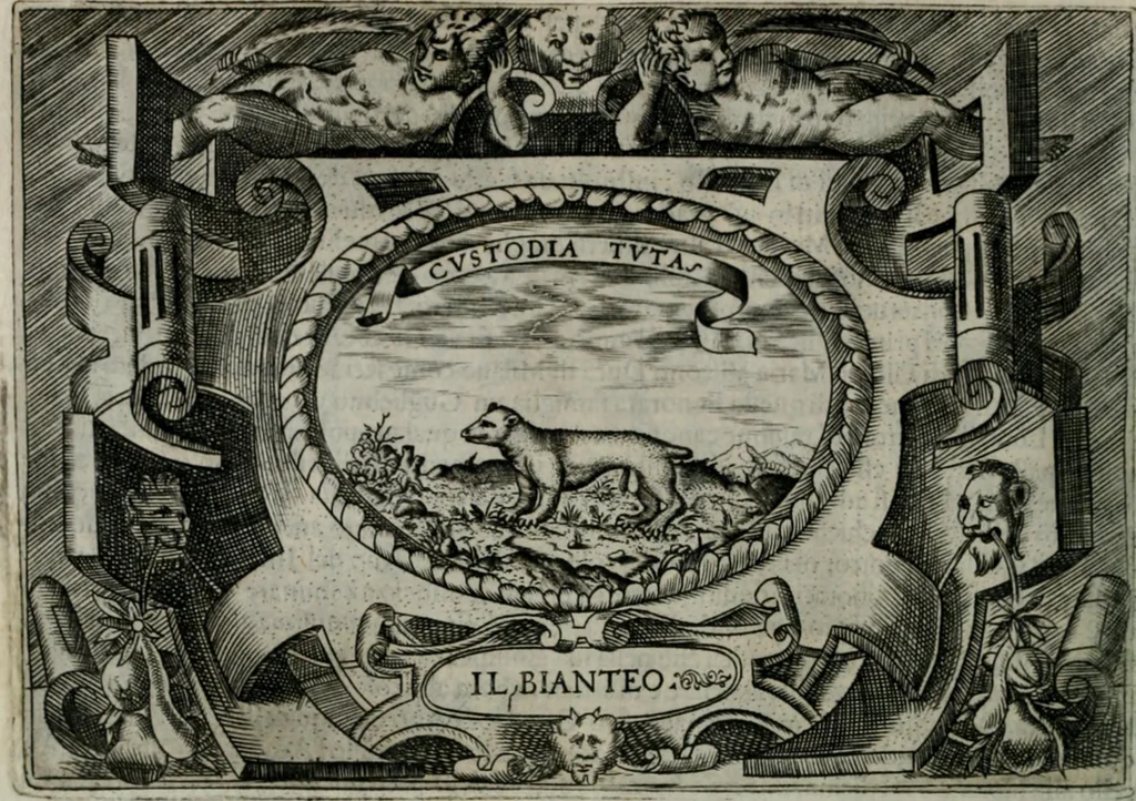 An illustration from Ragionamento di Luca Contile sopra la proprietà delle imprese con le particolari de gli academici Affidati et con le interpretationi et croniche .., 1574, leaf 129